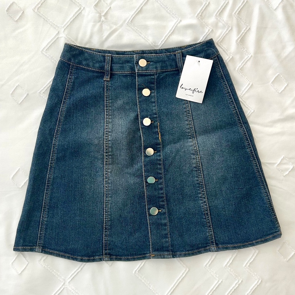 Love, Fire Women's Denim Miniskirt Size 00 NWT